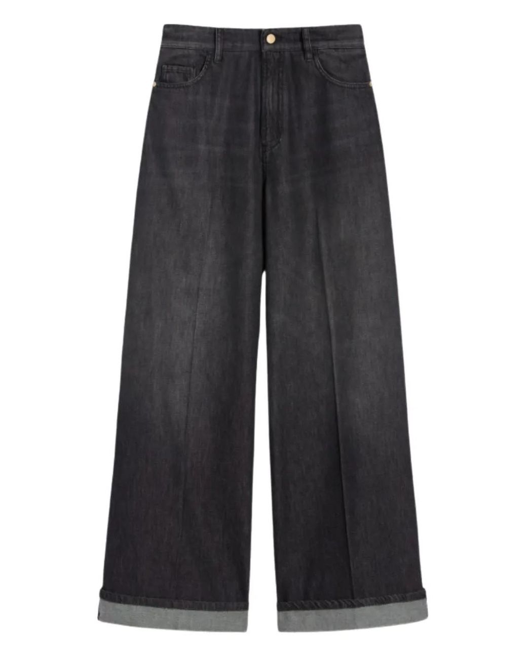 Max Mara Gray Wide-Leg Cuffed Jeans
