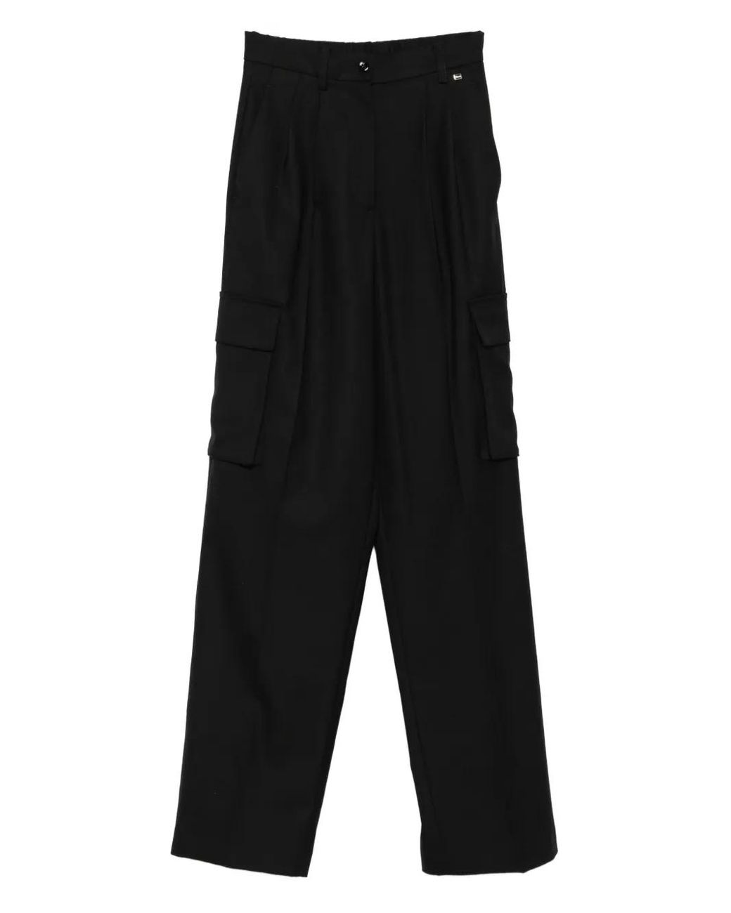 Herno Black Pleated Cargo Trousers