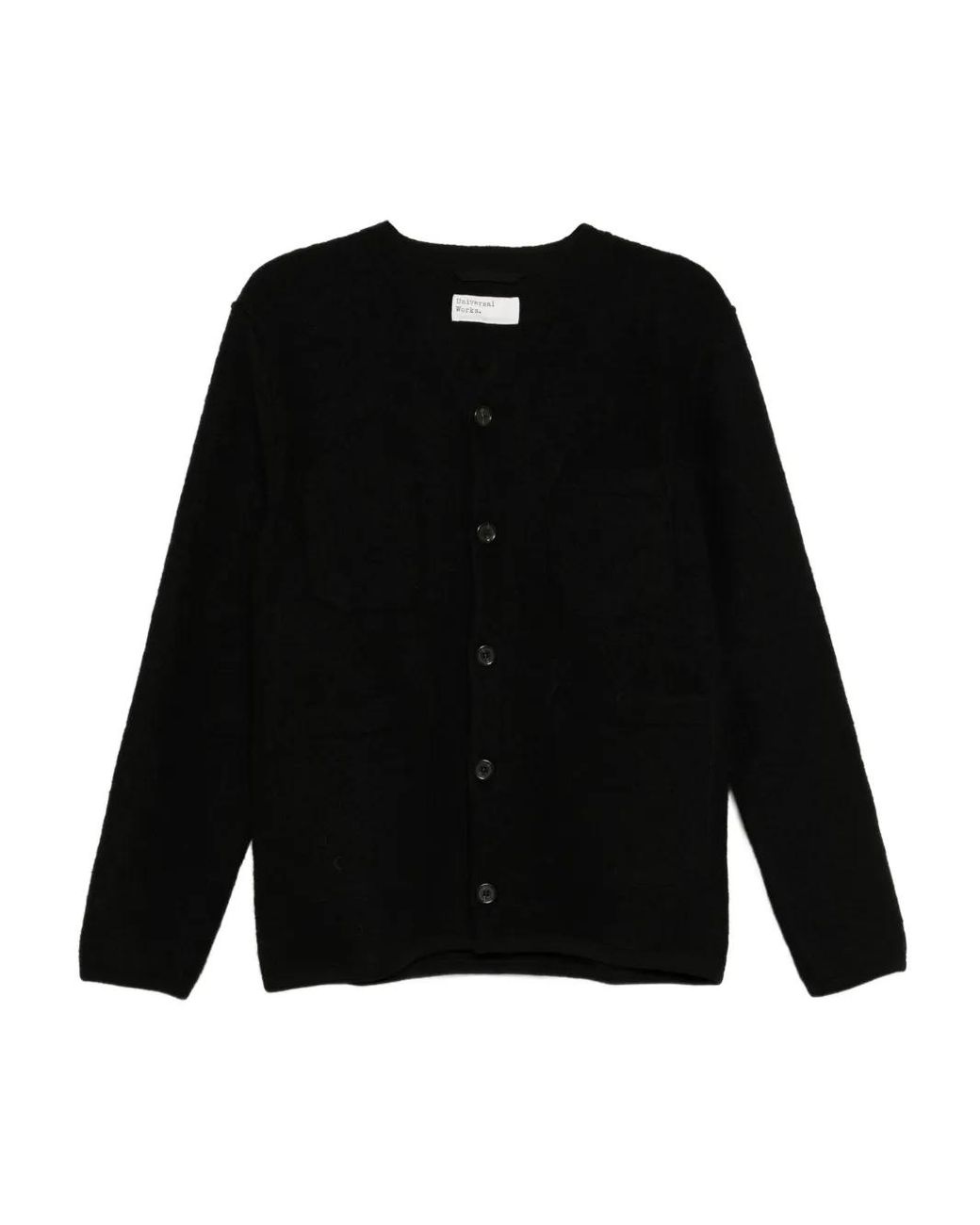 Universal Works Black V-Neck Cardigan for men
