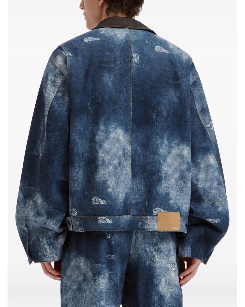 we11done Blue Distressed Bleached-Effect Jacket for men