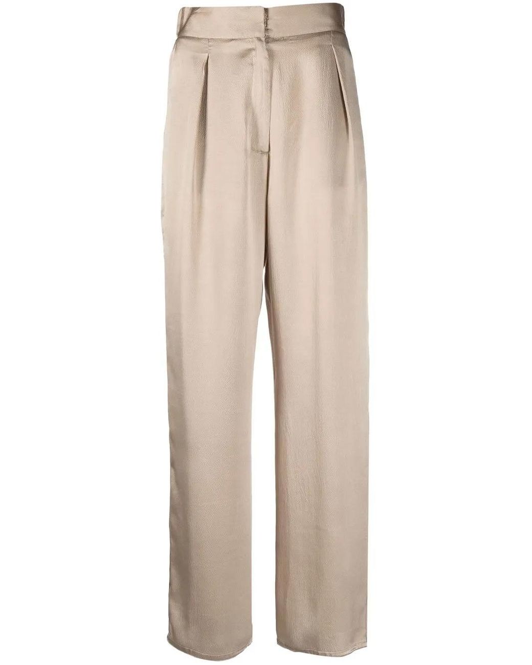 Dusan Natural Grained Silk Satin Trousers
