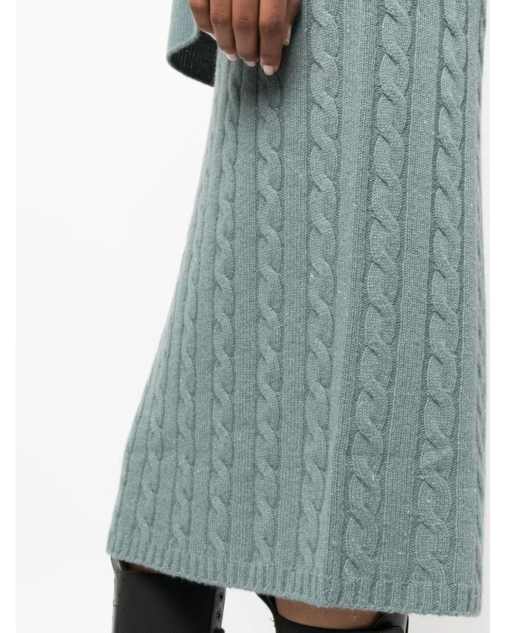 Peserico Blue Cable-Knit Mid Skirt