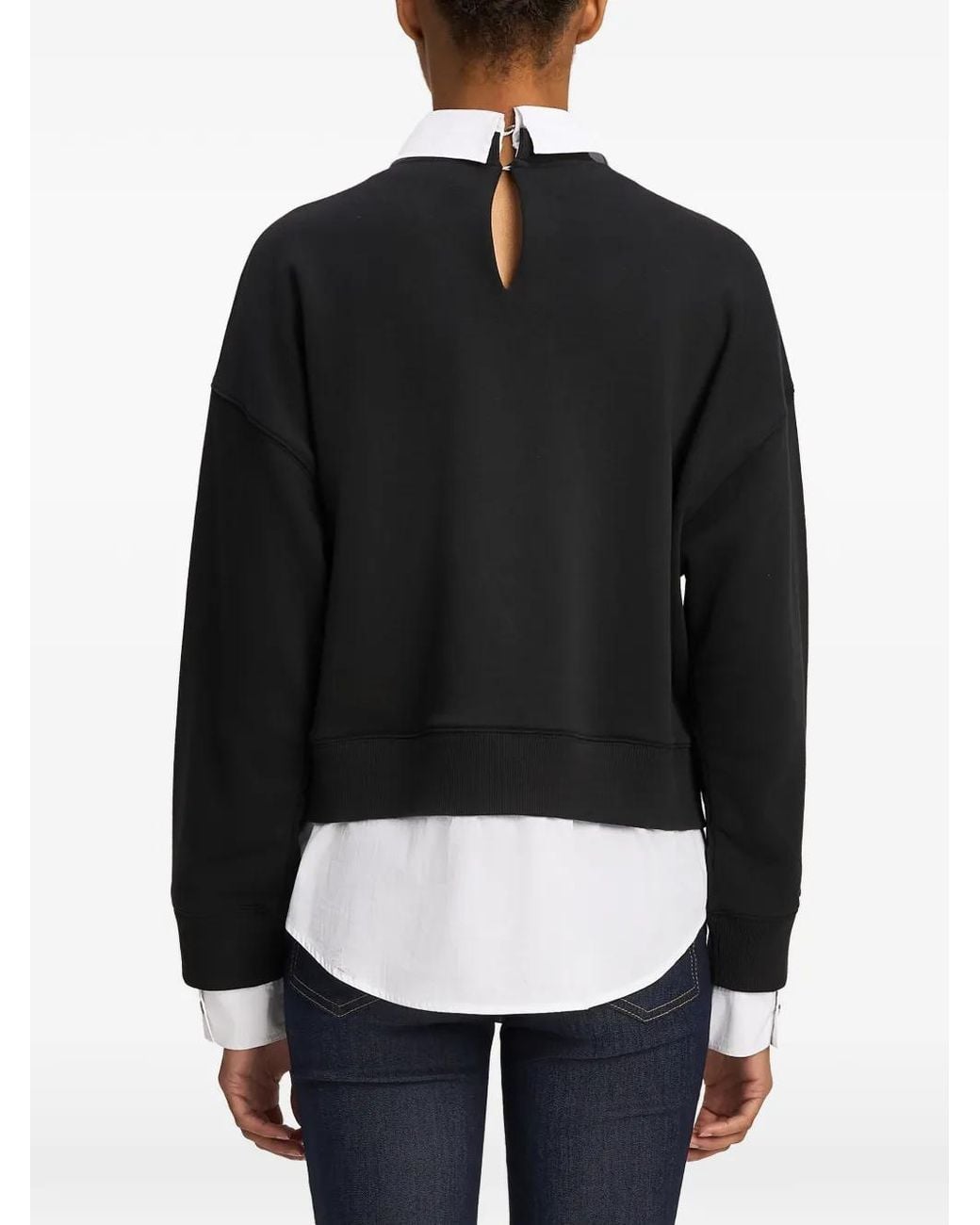 Cinq À Sept Black Justina Rhinestone-Embellished Layered-Effect Sweater