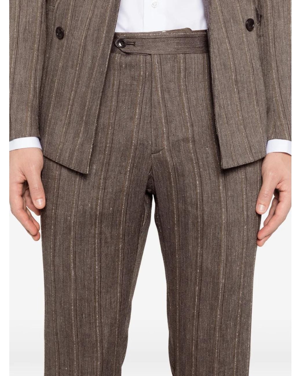 Tagliatore Gray Pinstripe Double-Breasted Suit for men