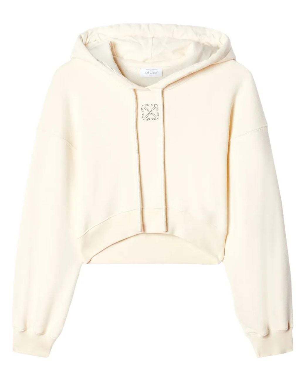 Off-White c/o Virgil Abloh Natural Arrows-Embroidered Cropped Hoodie
