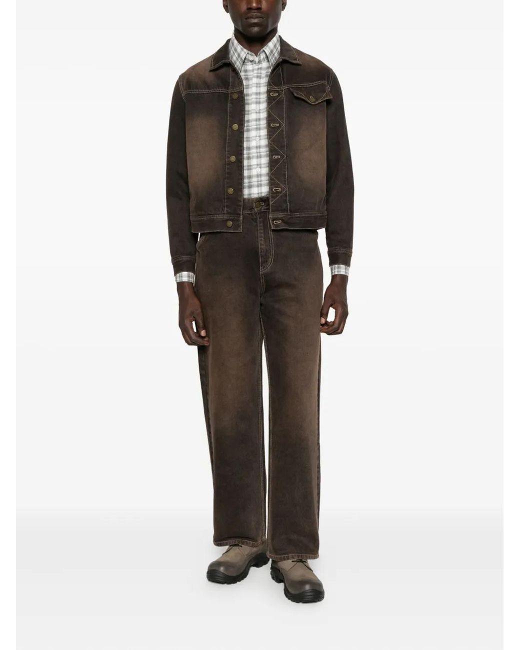 Carter Young Brown Overdyed Denim Jacket for men