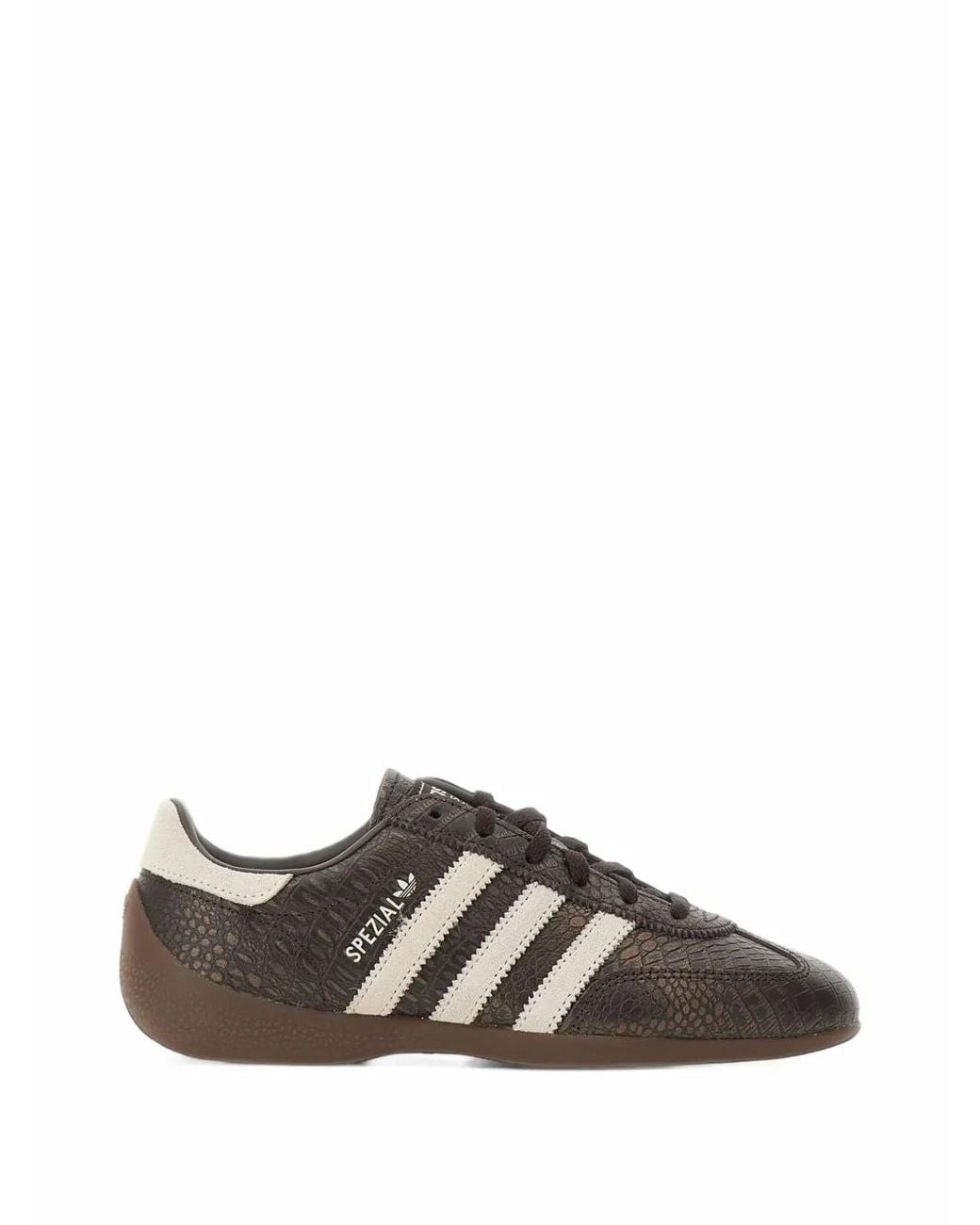 Adidas Brown Handball Spezial Crocodile-Effect Leather Sneakers