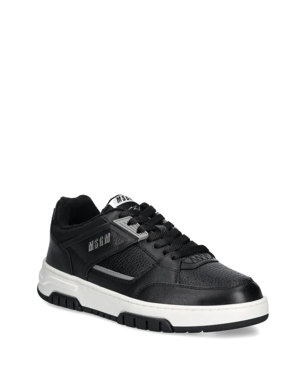 MSGM Black Panelled Leather Sneakers for men