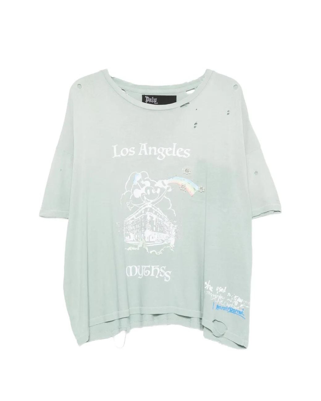PALY Blue Distressed Graphic-Print T-Shirt for men