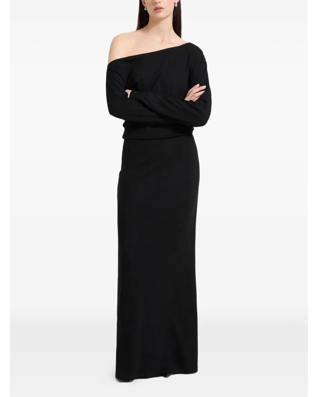 MARCELLA Black Amia One-Shoulder Maxi Dress