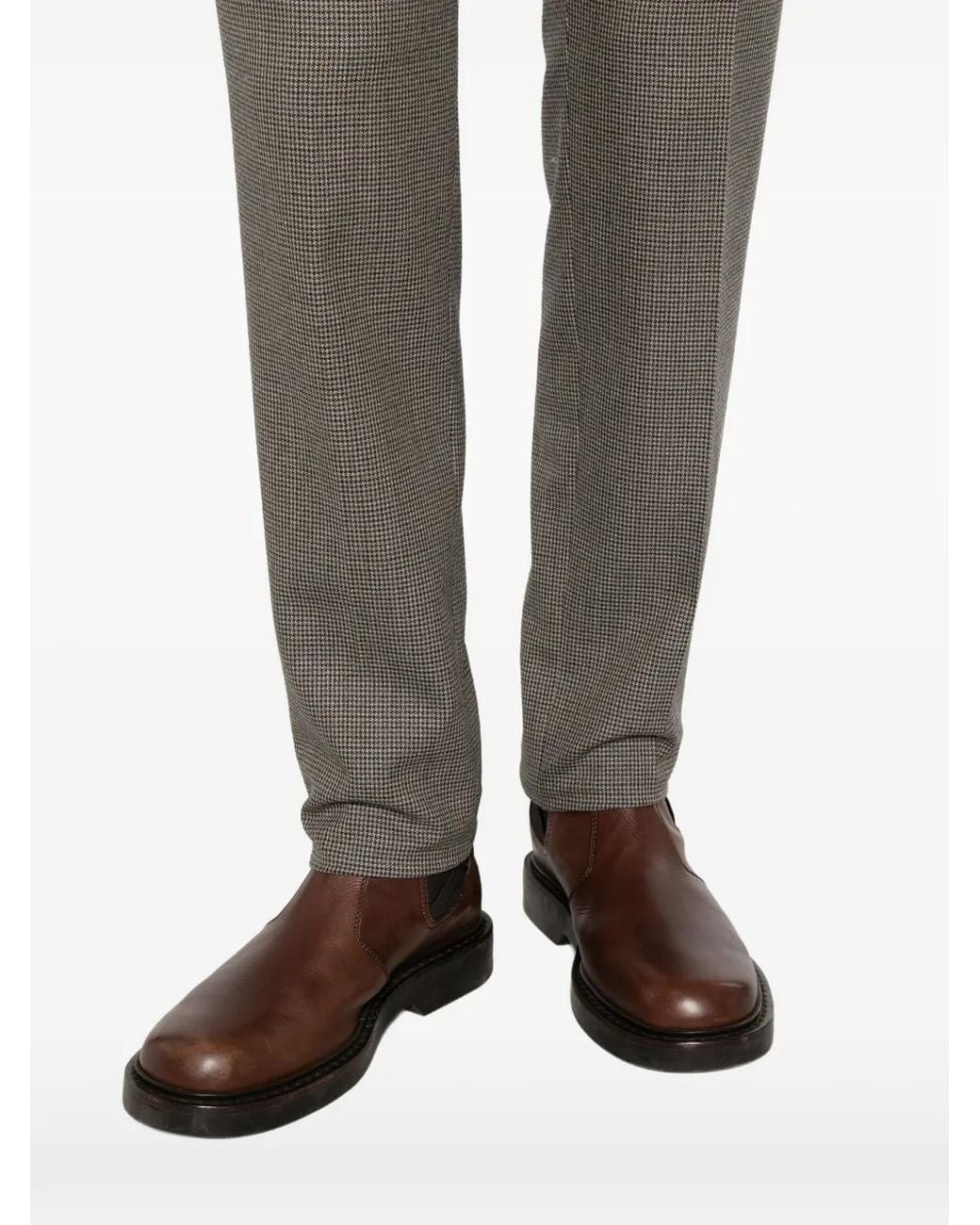 Caruso Gray Double-Breasted Micro-Check Suit for men