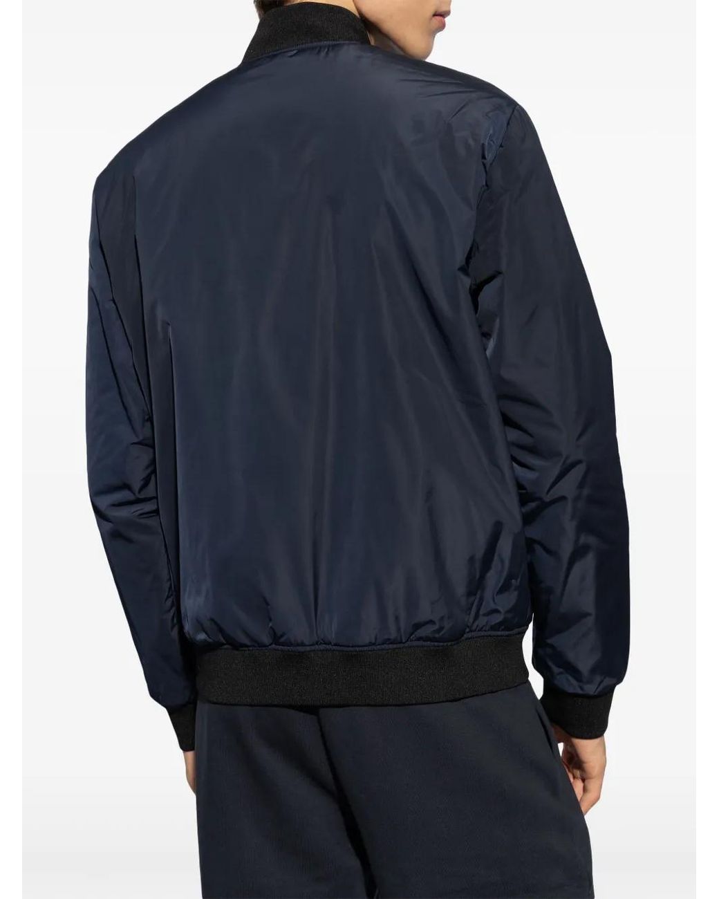 EA7 Blue Logo-Patch Bomber Jacket for men