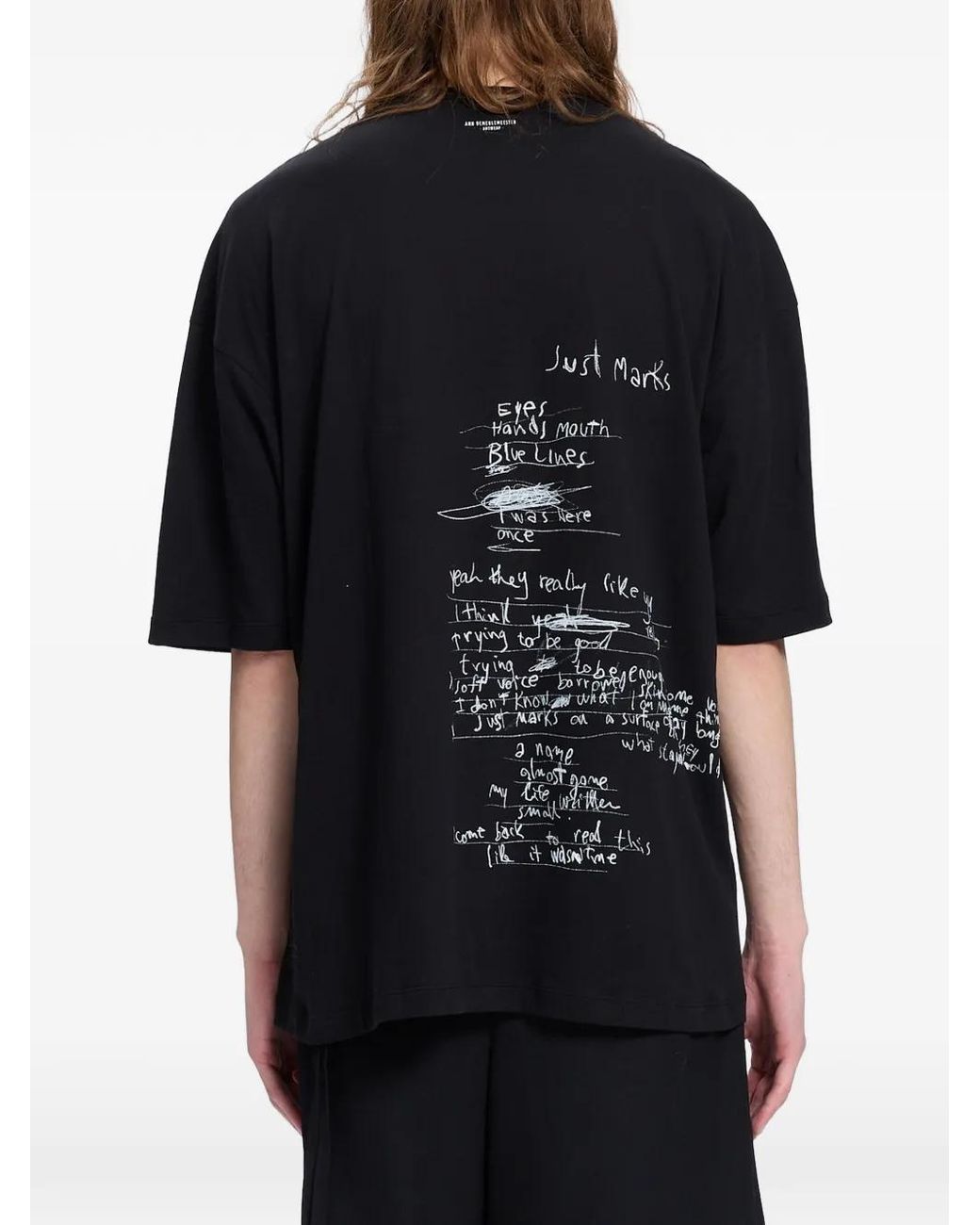 Ann Demeulemeester Black Slogan-Print Cotton T-Shirt for men