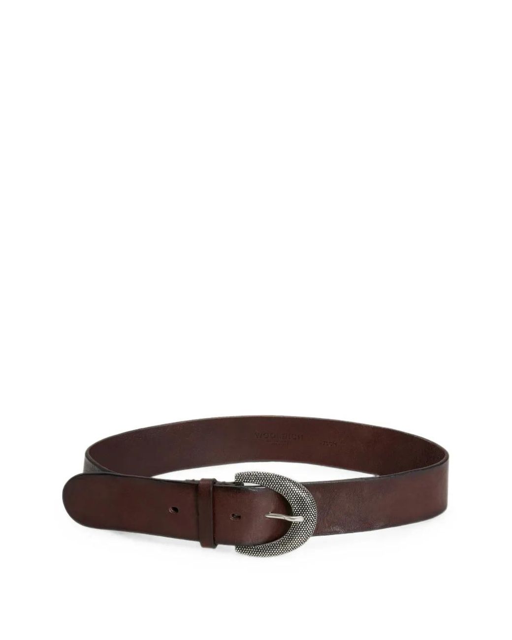 Woolrich Brown Distressed-Effect Leather Belt