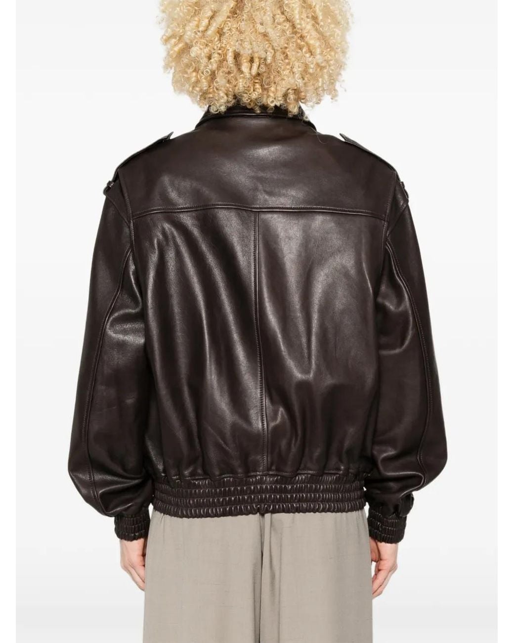 Arma Black Astra Leather Bomber Jacket