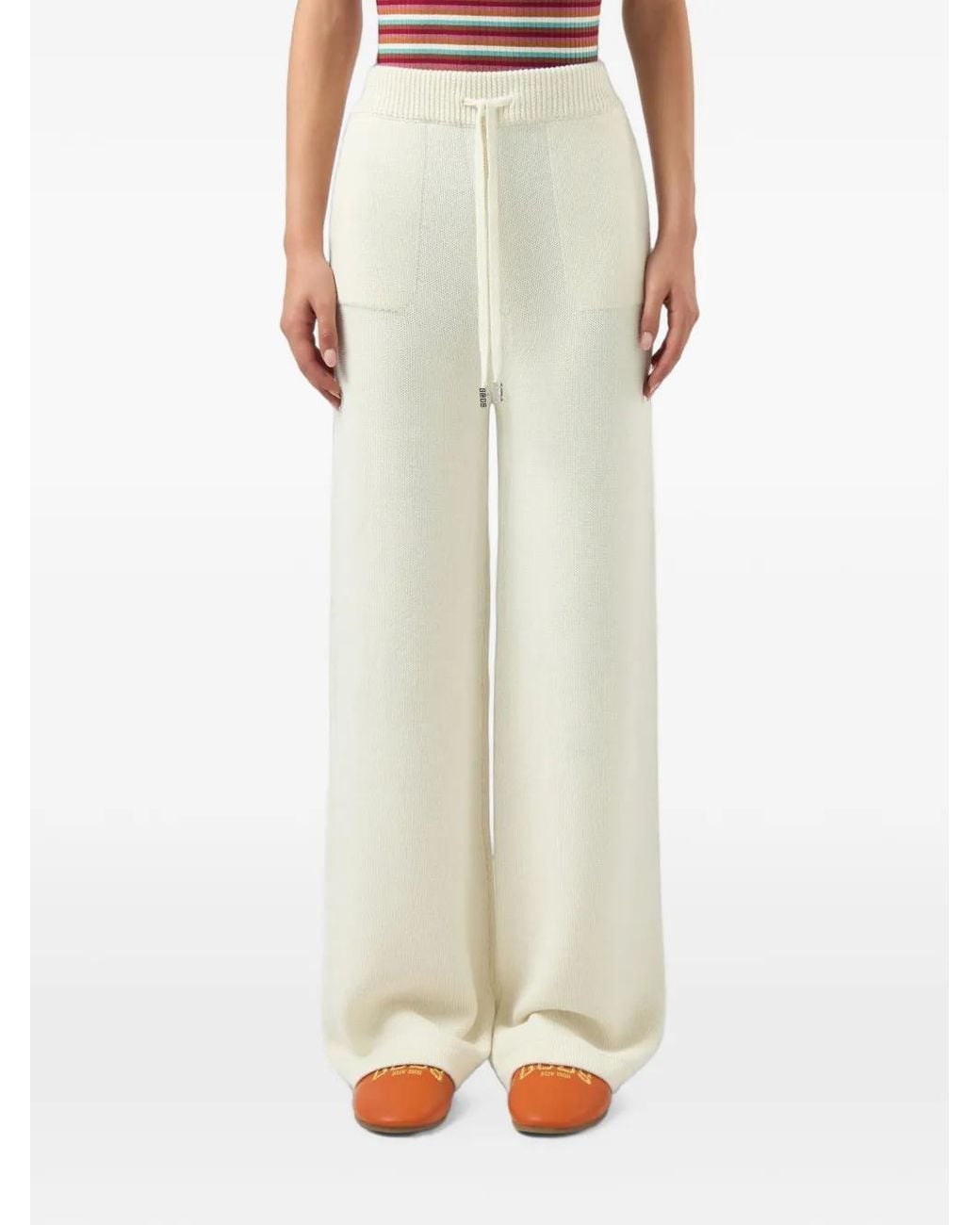 Gcds White Drawstring Knitted Trousers