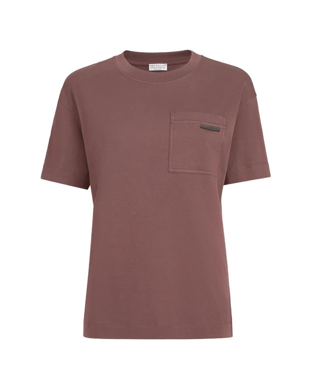 Brunello Cucinelli Pink Cotton Jersey T-Shirt With Shiny Tab