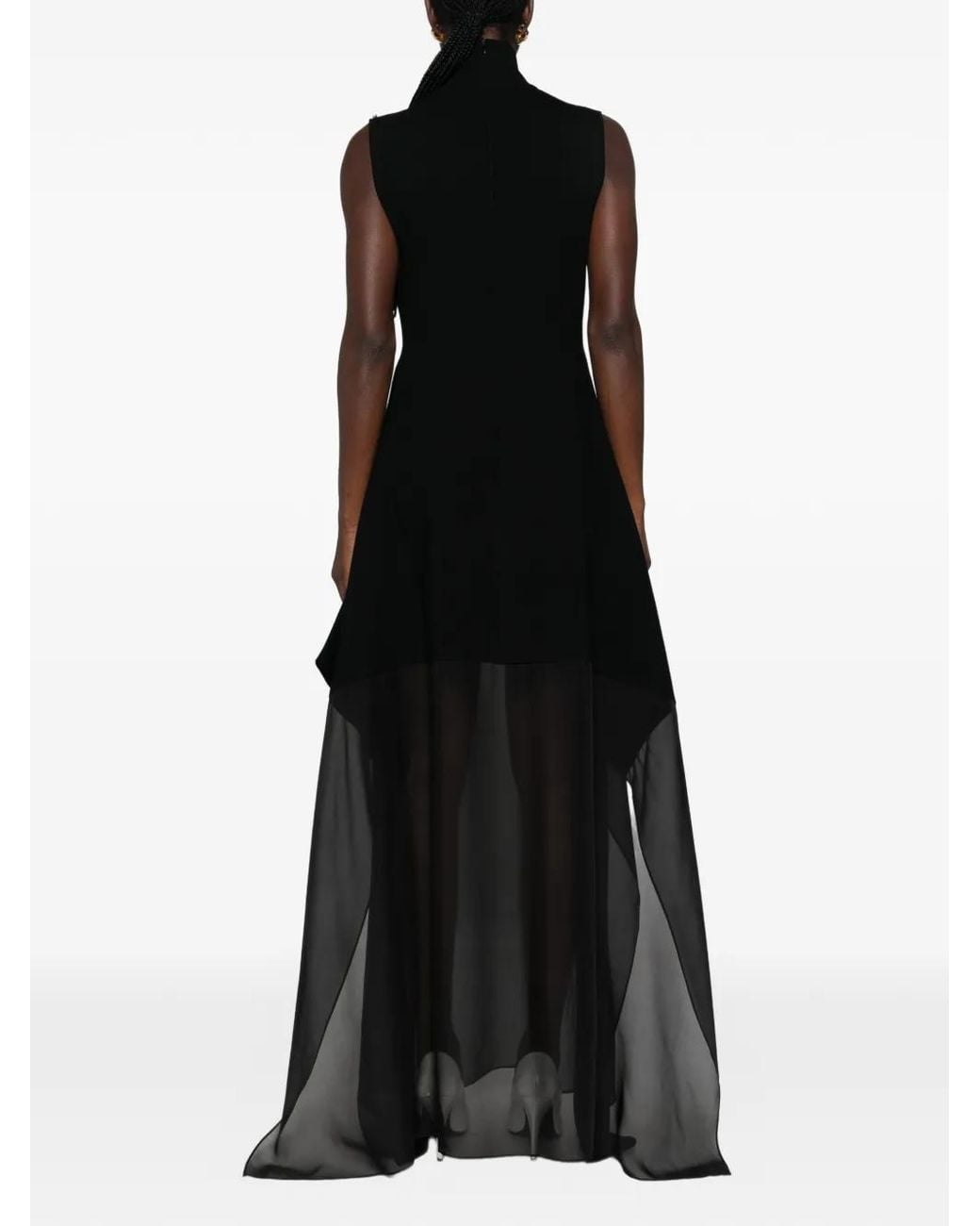 Sportmax Black Asymmetric-Hem Sleeveless Dress