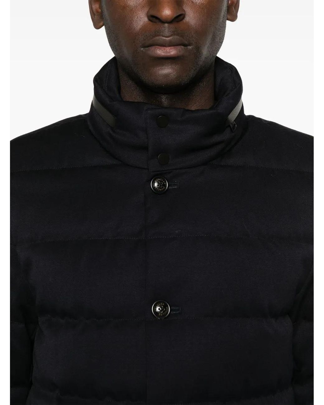 Moncler Blue Vallonpierre Hooded Wool Long Down Jacket for men