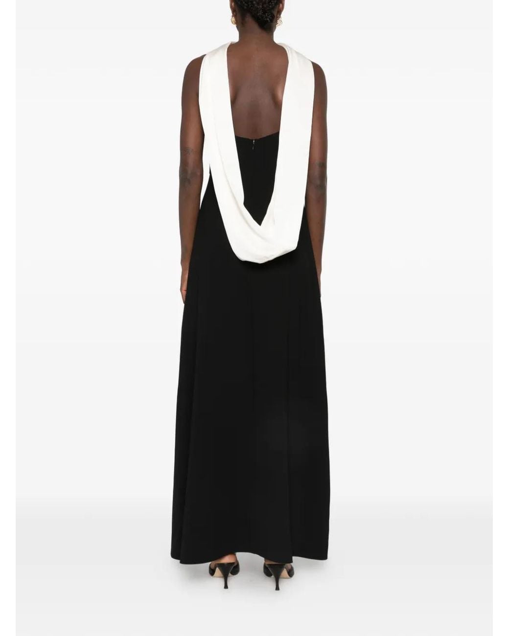 ELEH Black Draped-Panel Sleeveless Maxi Dress