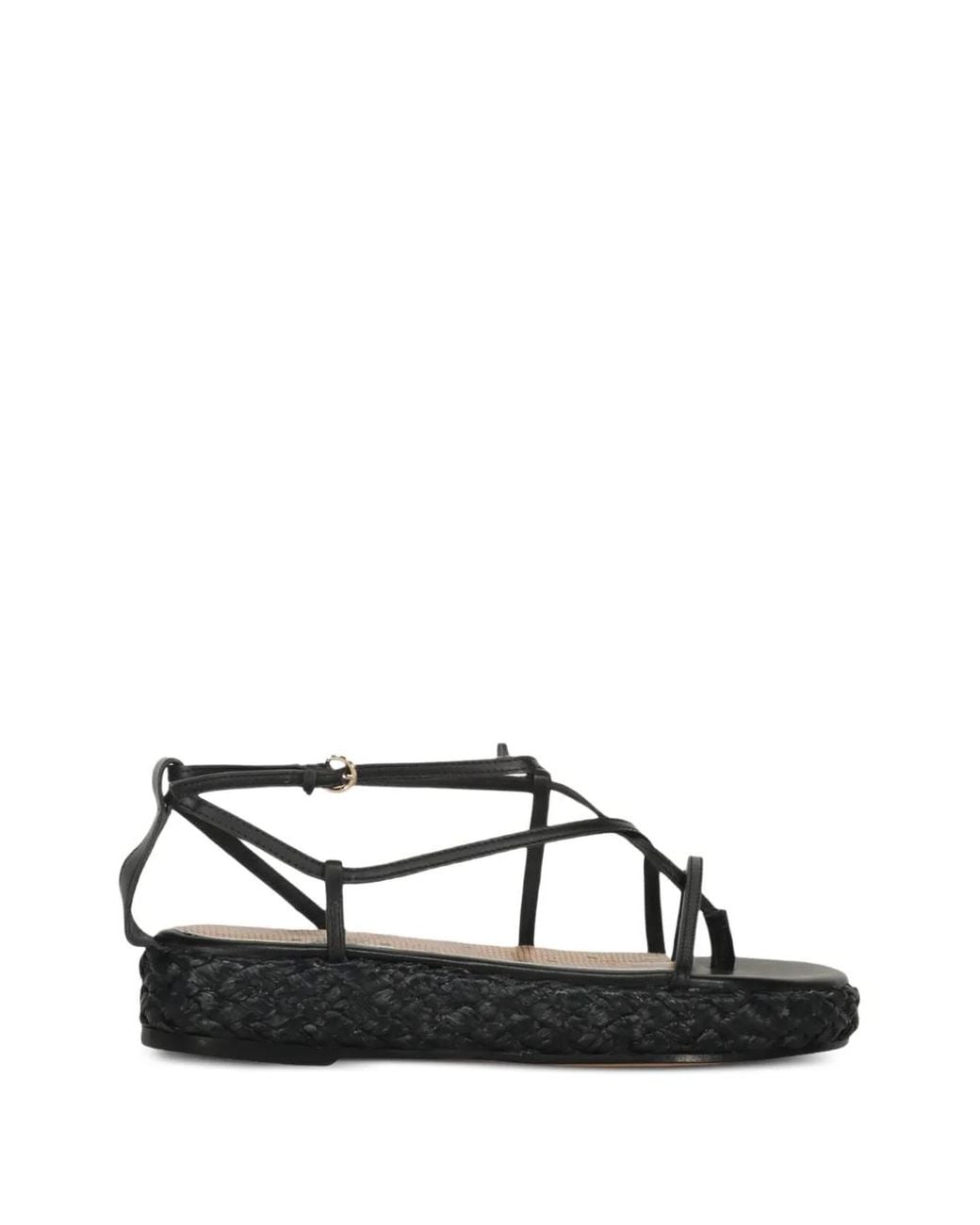 Red(v) Black Braided-Sole Cage-Strap Sandals