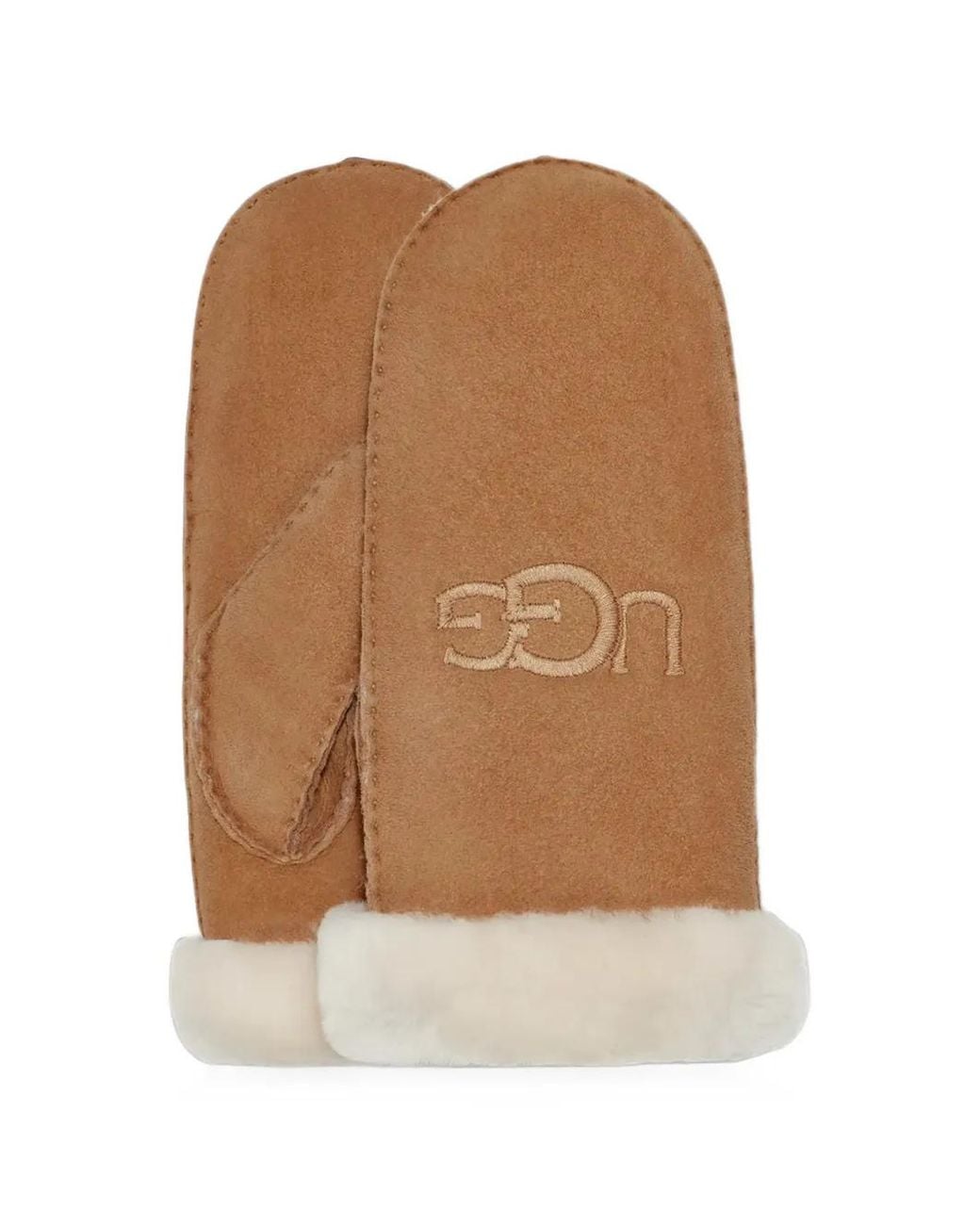 Ugg Brown Logo-Embroidered Mittens