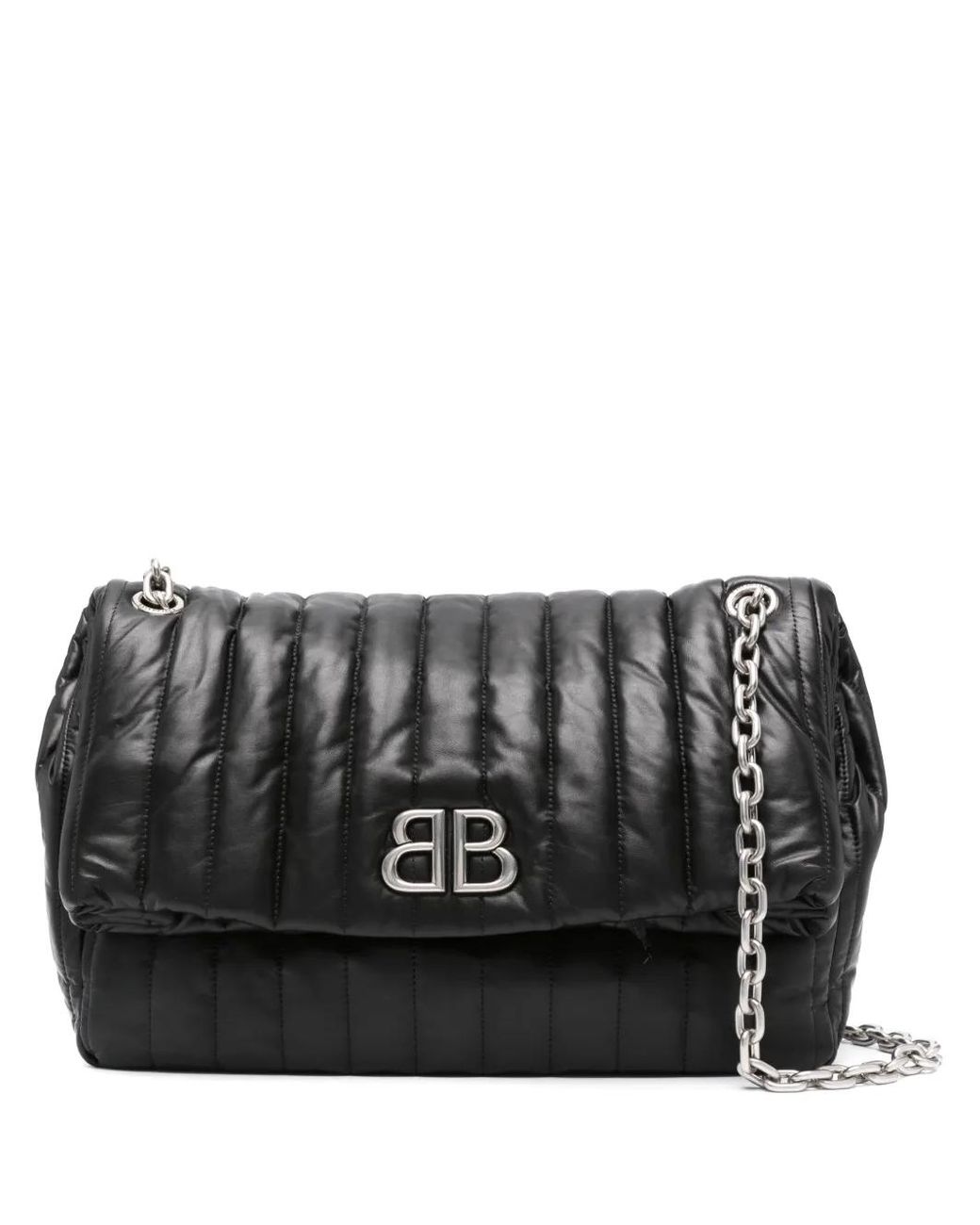 Balenciaga Black Monaco Medium Leather Shoulder Bag - Women's - Calfskin/cotton