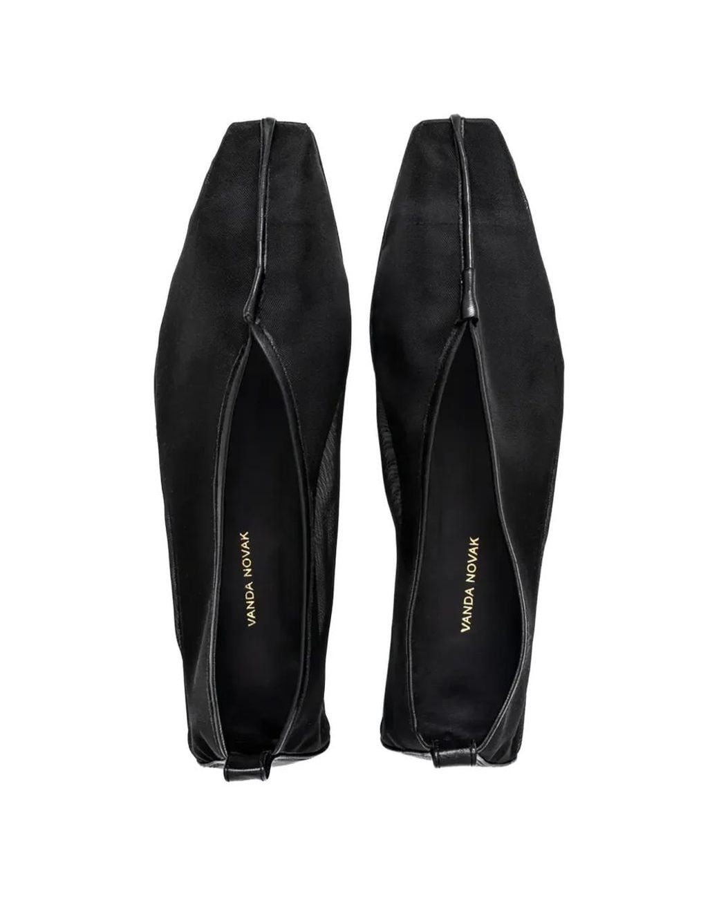 VANDA NOVAK Black Elin Mesh Ballet Flats