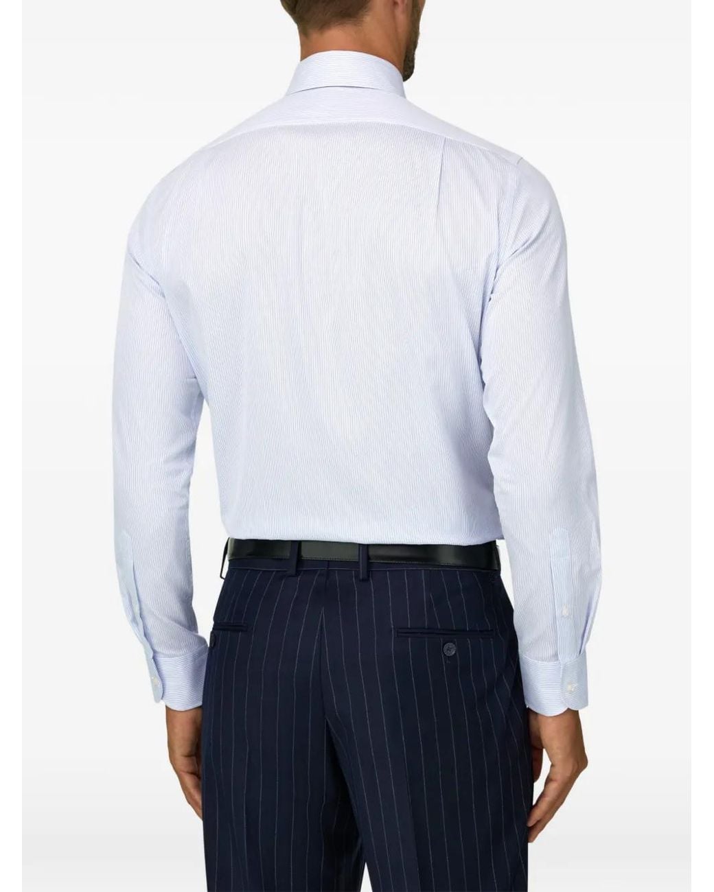 Boggi White Striped Cotton Shirt Regular Fit for men