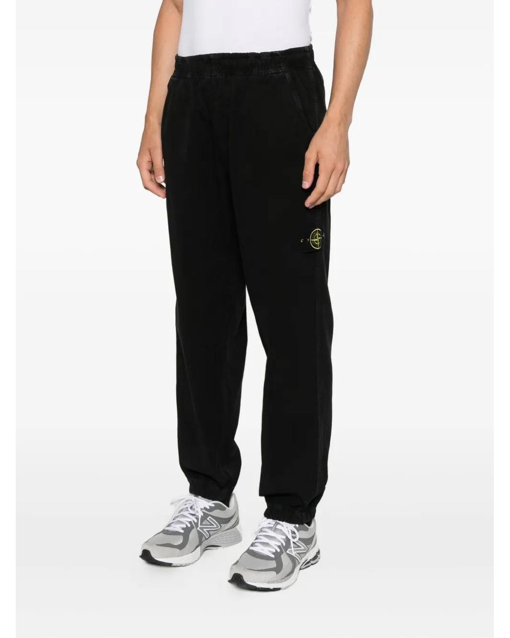 Stone Island Black Logo-Patch Track Pants for men