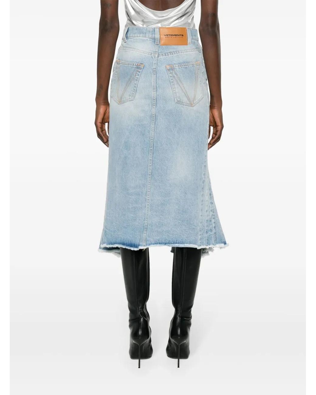 Vetements Blue Godet Denim Midi Skirt