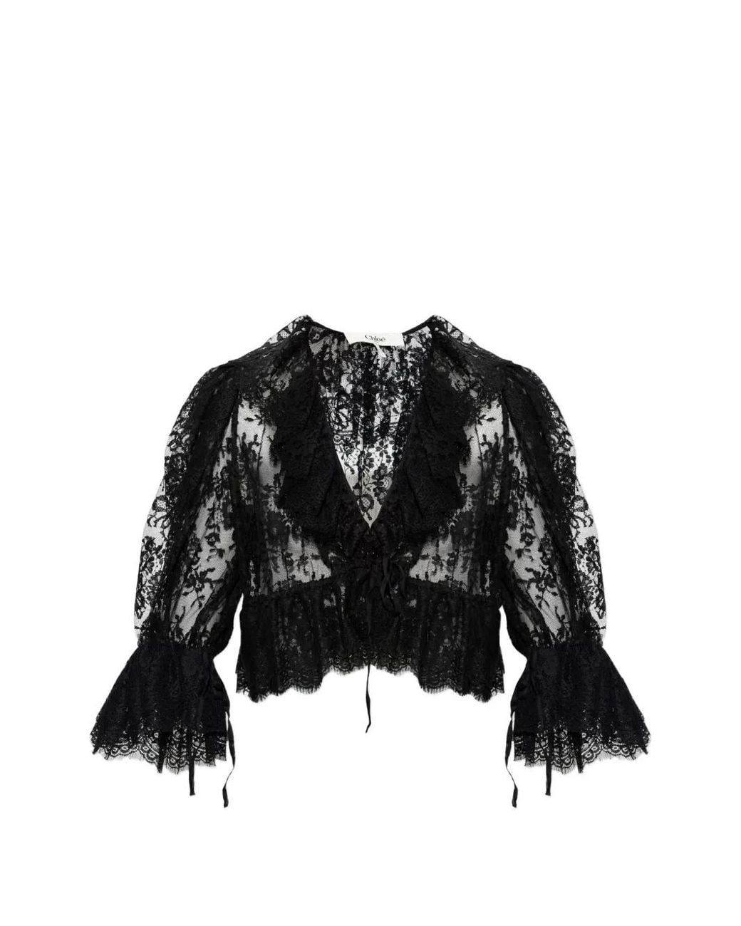 Chloé Black Ruffled Blouse