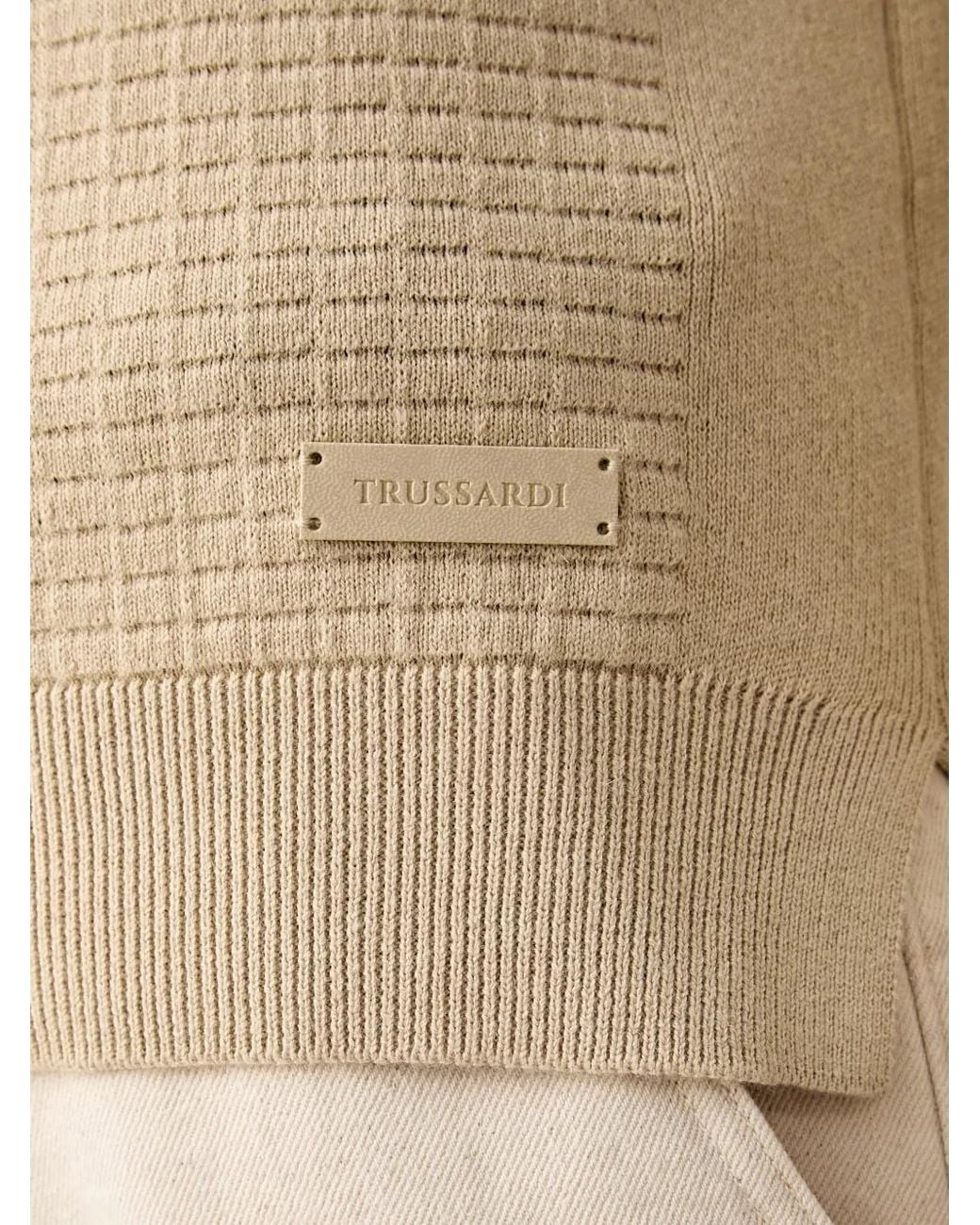 Trussardi Natural Textured-Knit Crew-Neck Sweater for men