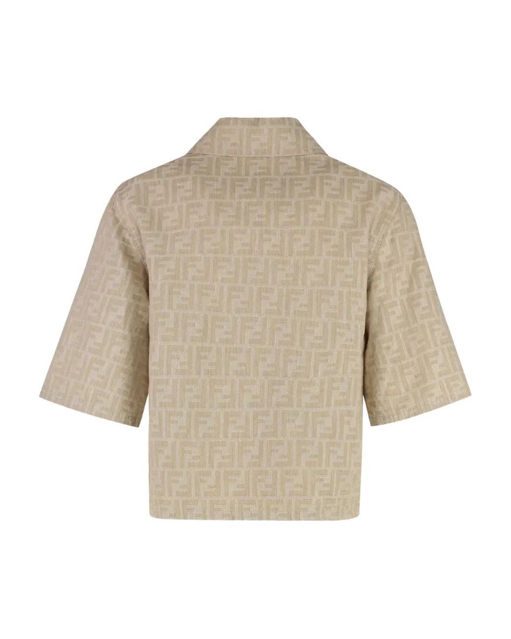 Fendi Natural Ff Chambray Denim Cropped Jacket Clothing