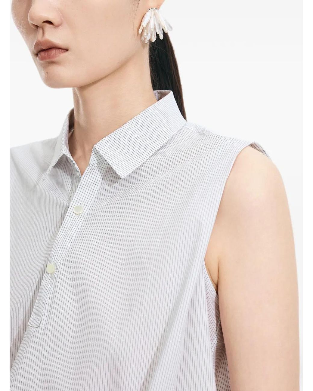 JNBY White Blouse Drapée À Rayures