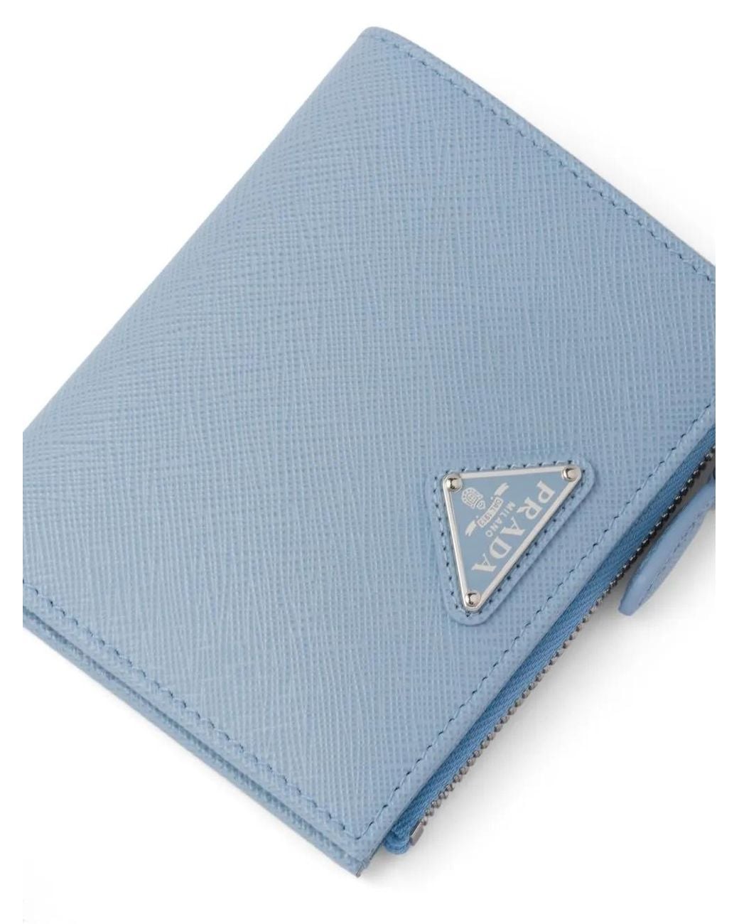 Prada Blue Small Saffiano Leather Wallet