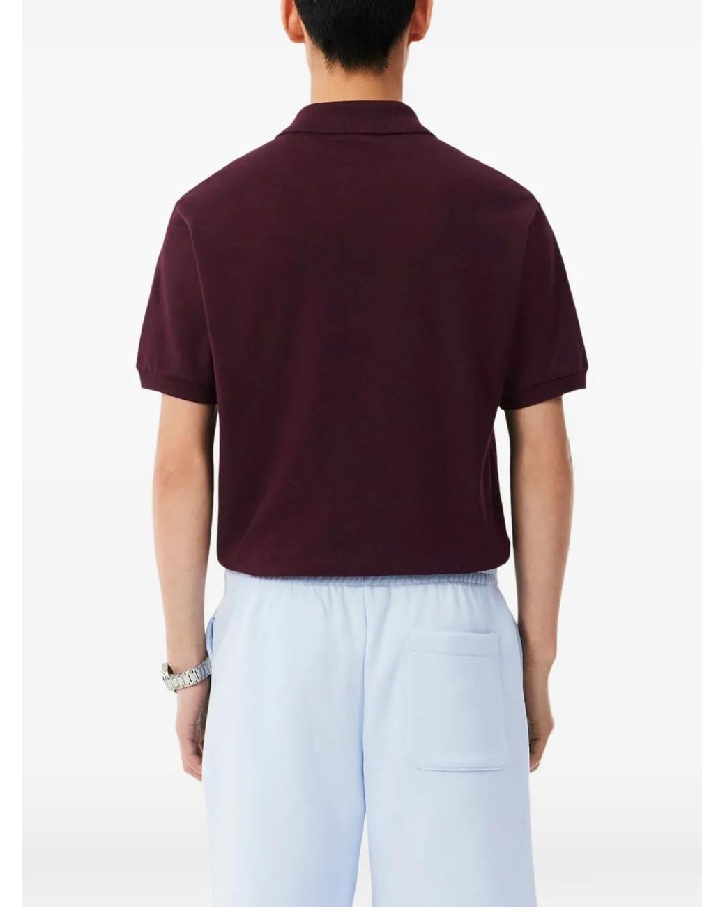 Lacoste Purple Logo-Patch Polo Shirt for men