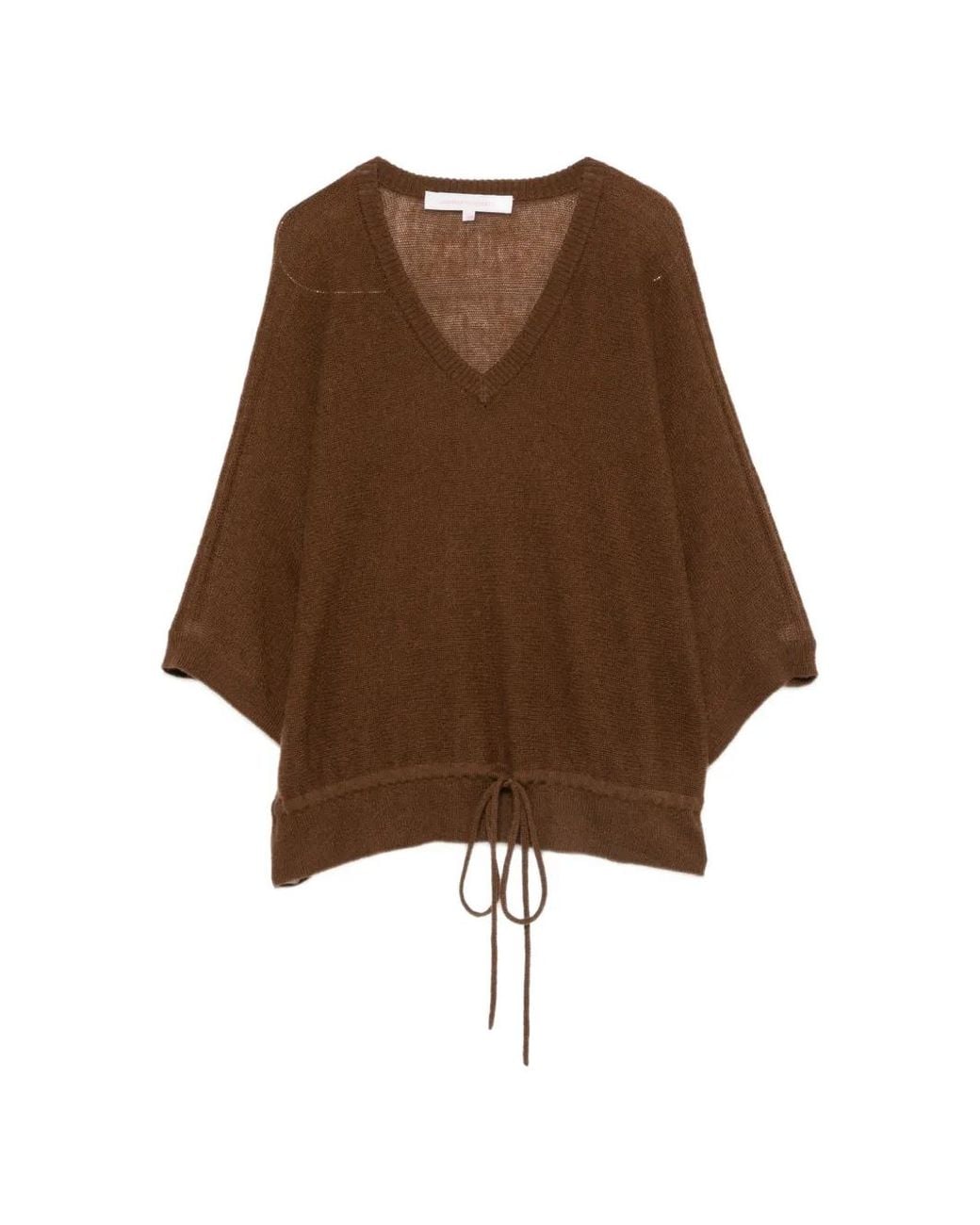 ABSOLUT CASHMERE Brown Jannah Drawstring-Waist V-Neck Sweater