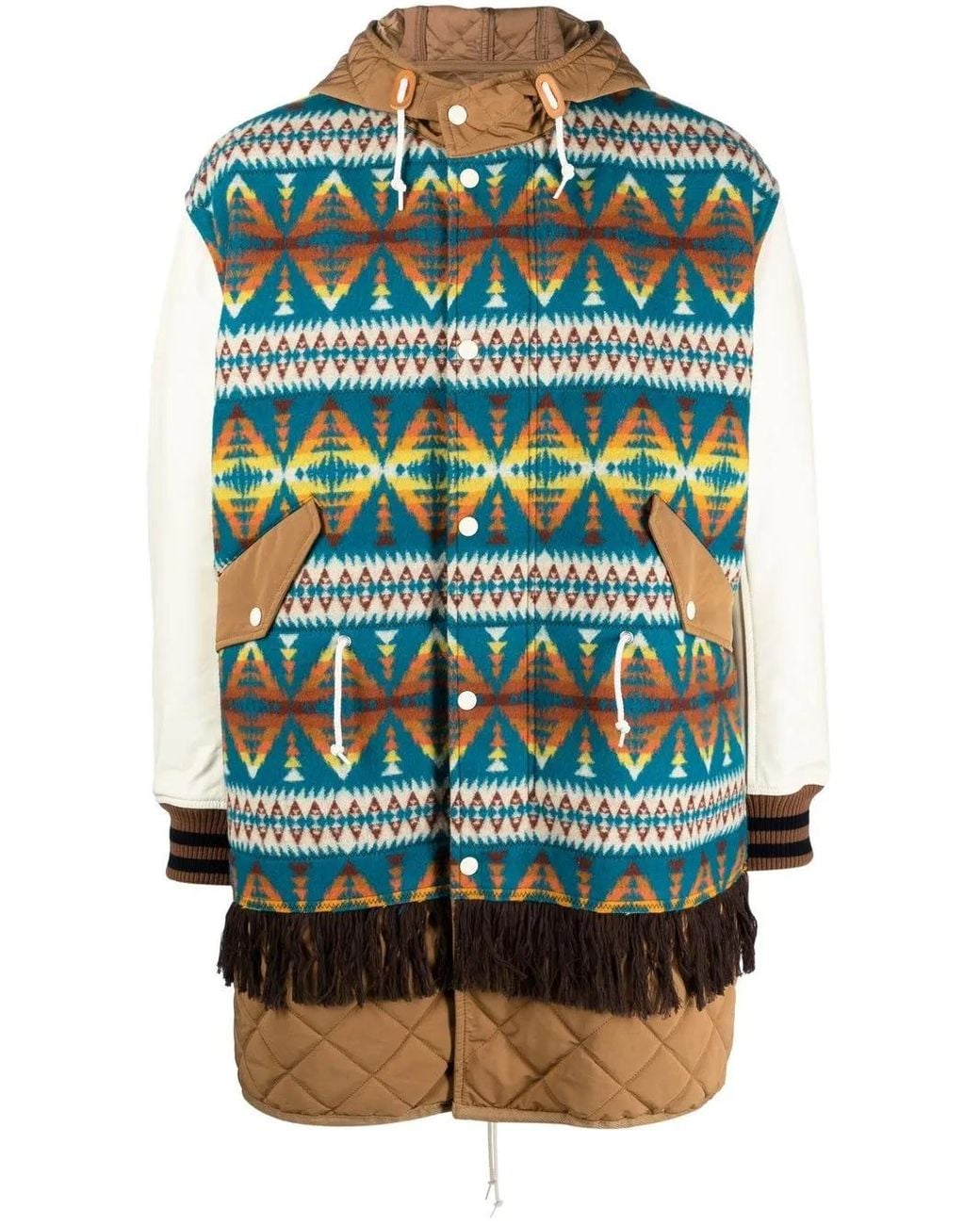 Junya Watanabe Blue Graphic-Print Hooded Parka for men