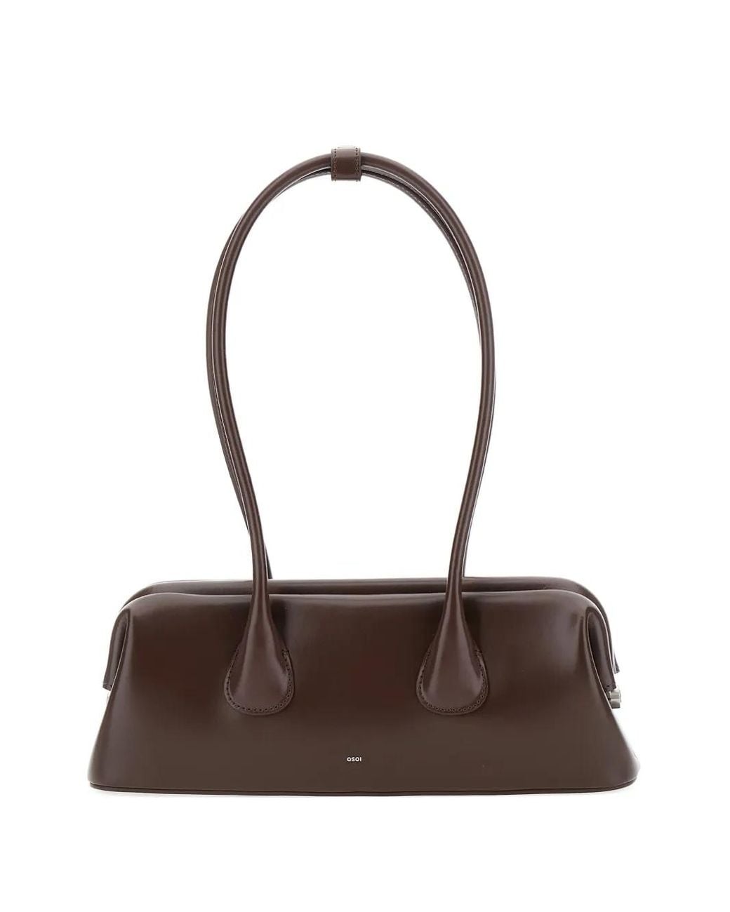 OSOI Brown Boat Wide Mini Leather Shoulder Bag