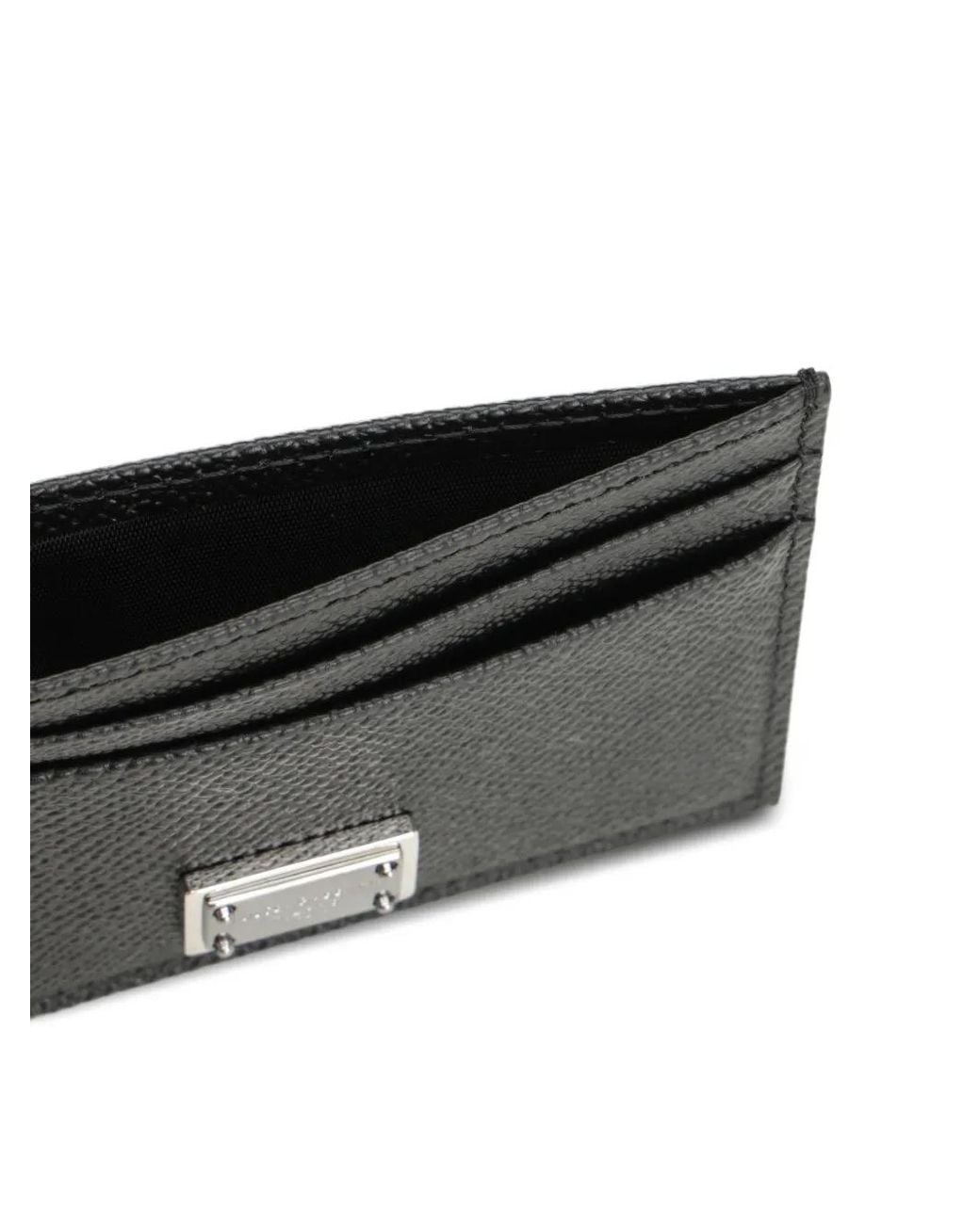 Dolce & Gabbana Black Porte-Cartes En Cuir De Veau Avec Plaque Logo for men