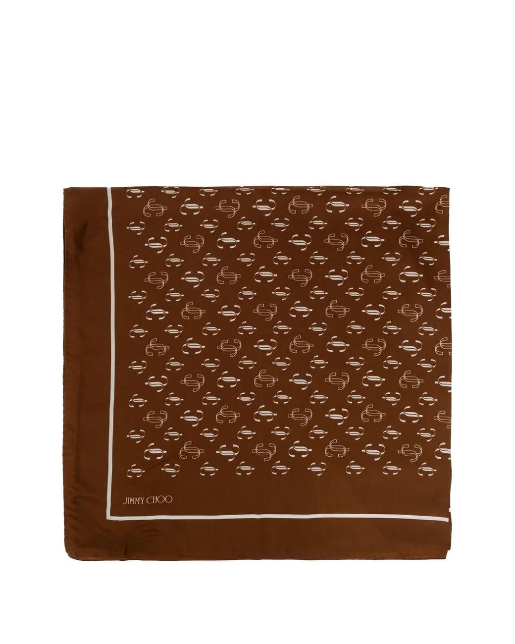 Jimmy Choo Brown Monogram-Print Silk Scarf