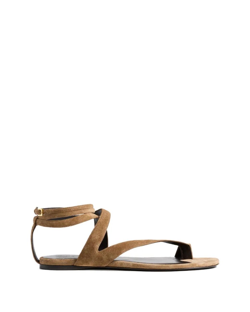 Khaite Brown Aimee Ankle Strap Flat Sandals