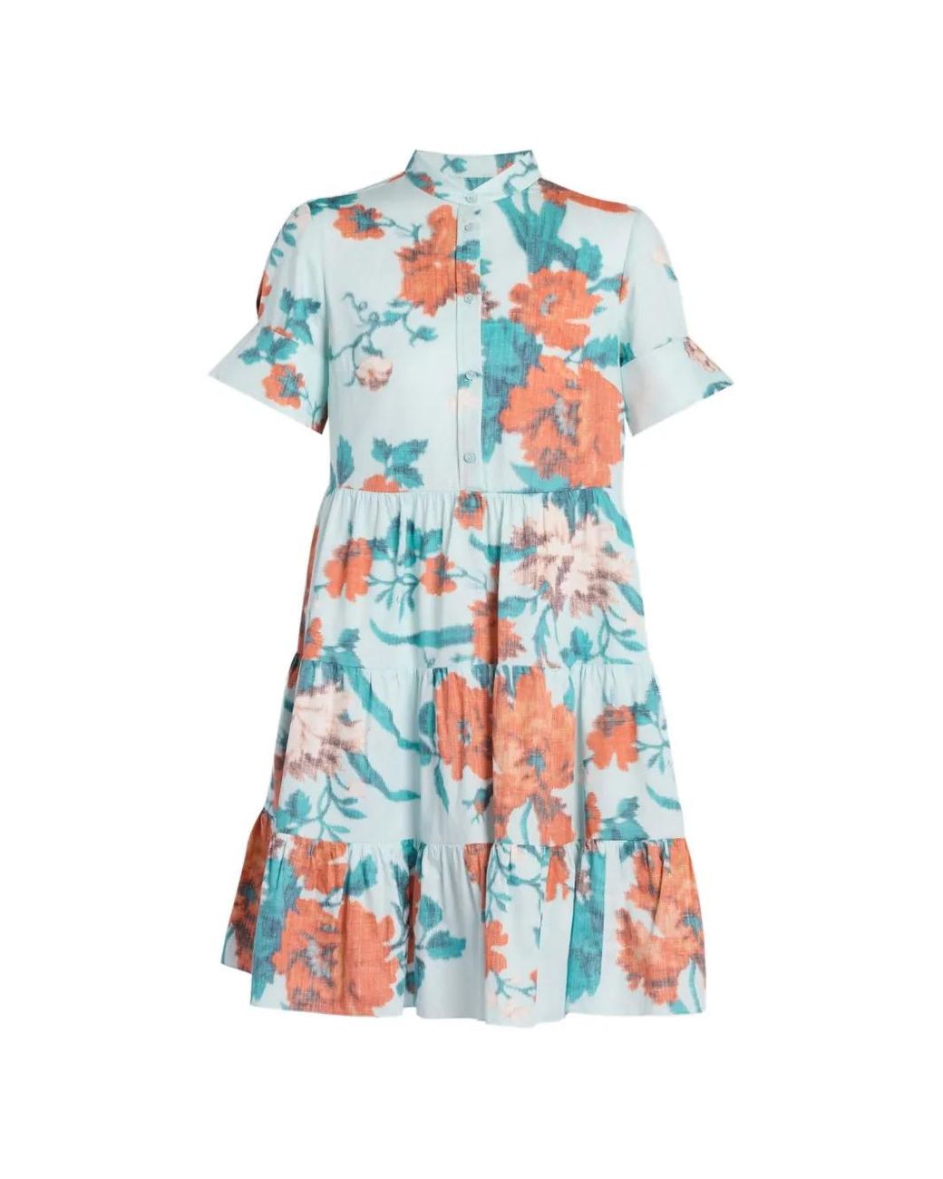 Erdem White Floral-Print Tiered Mini Dress