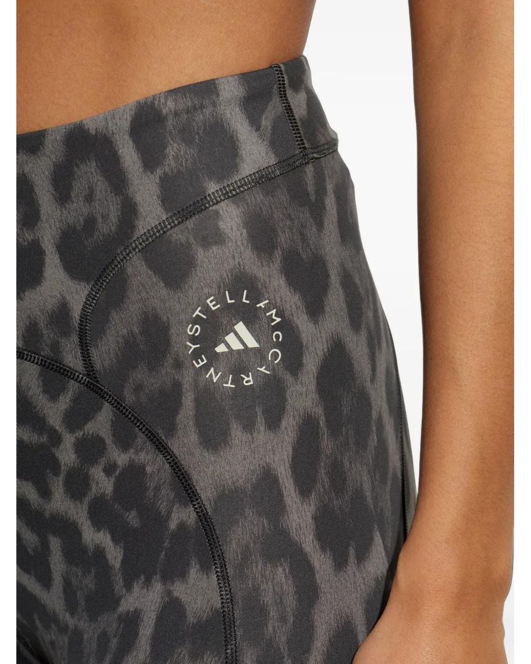 Adidas By Stella McCartney Black X Stella Mccartney Leopard-Print Logo-Print Leggings