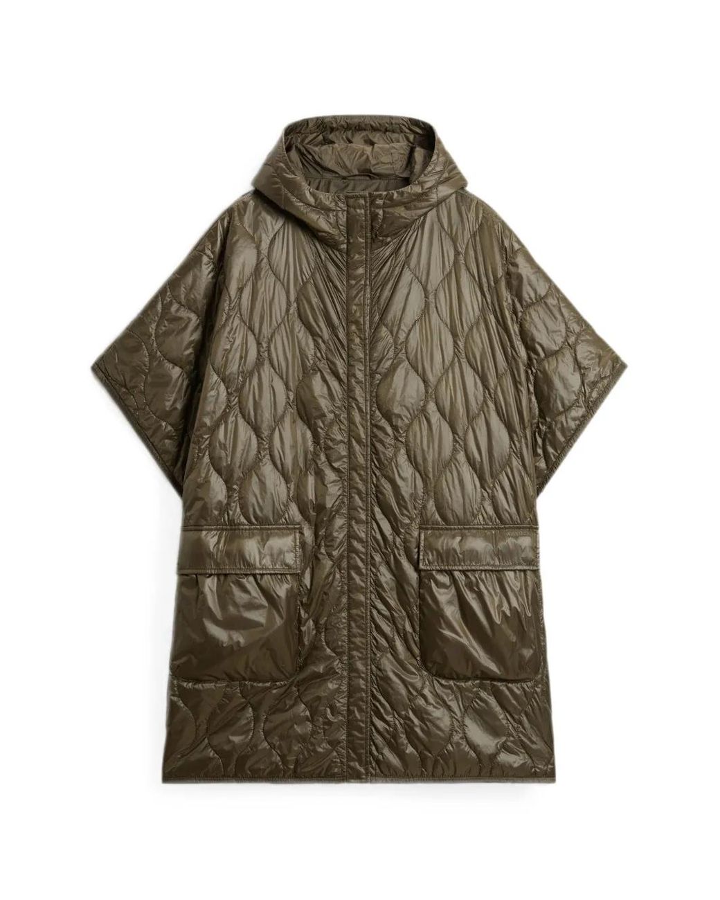 Woolrich Green Quilted Hooded Cape