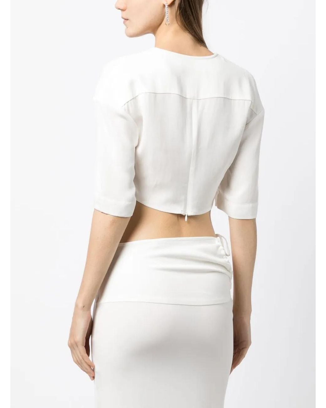 Christopher Esber White Drawstring Crop Top