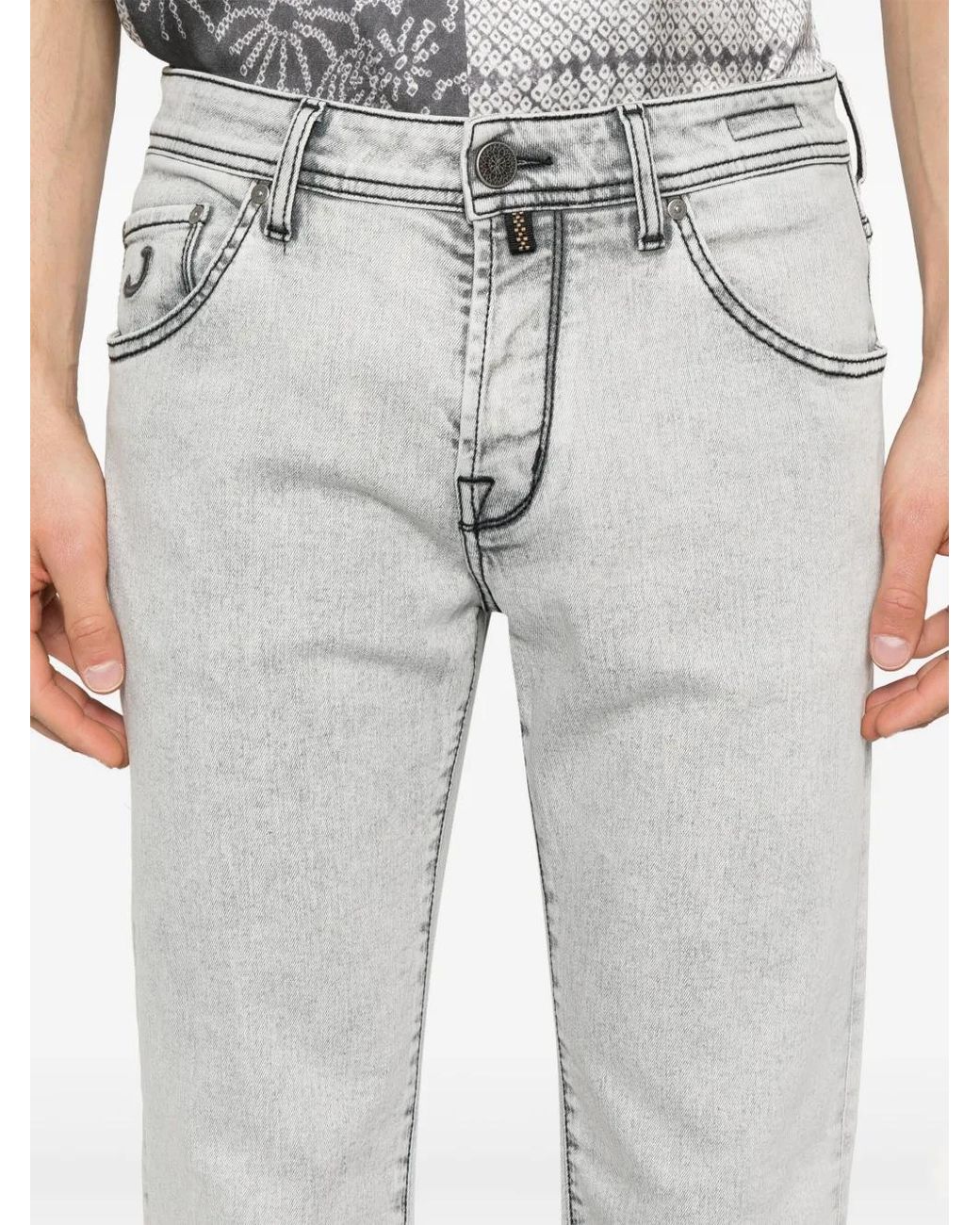 Jacob Cohen Gray Logo-Embroidered Jeans for men