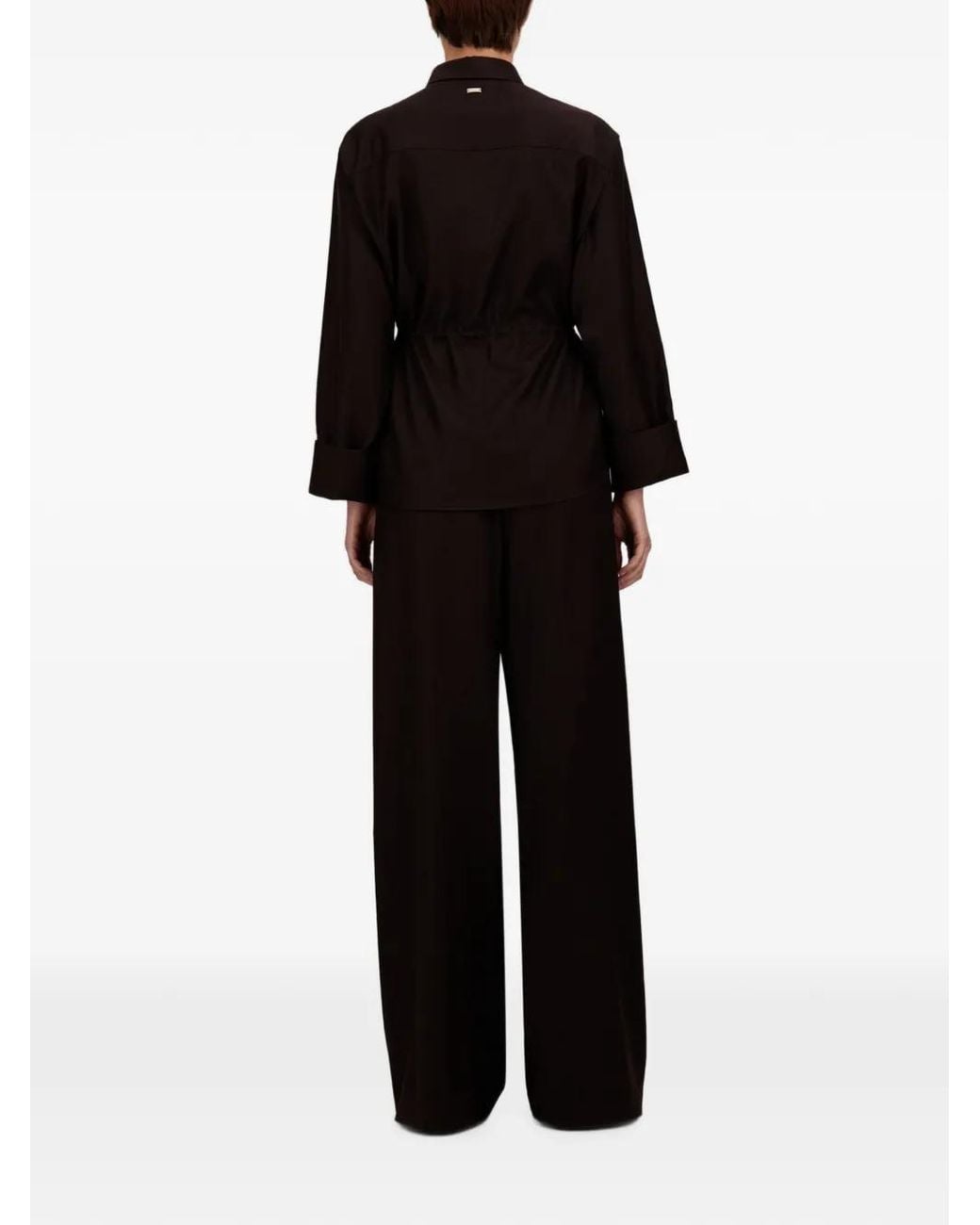 Herno Black Elasticated-Waist Wide-Leg Trousers