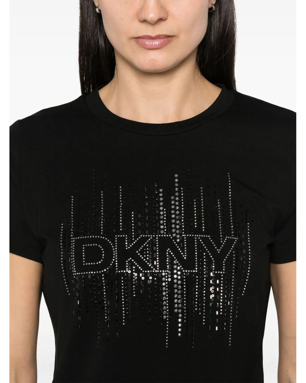 DKNY Black Logo-Embellished T-Shirt